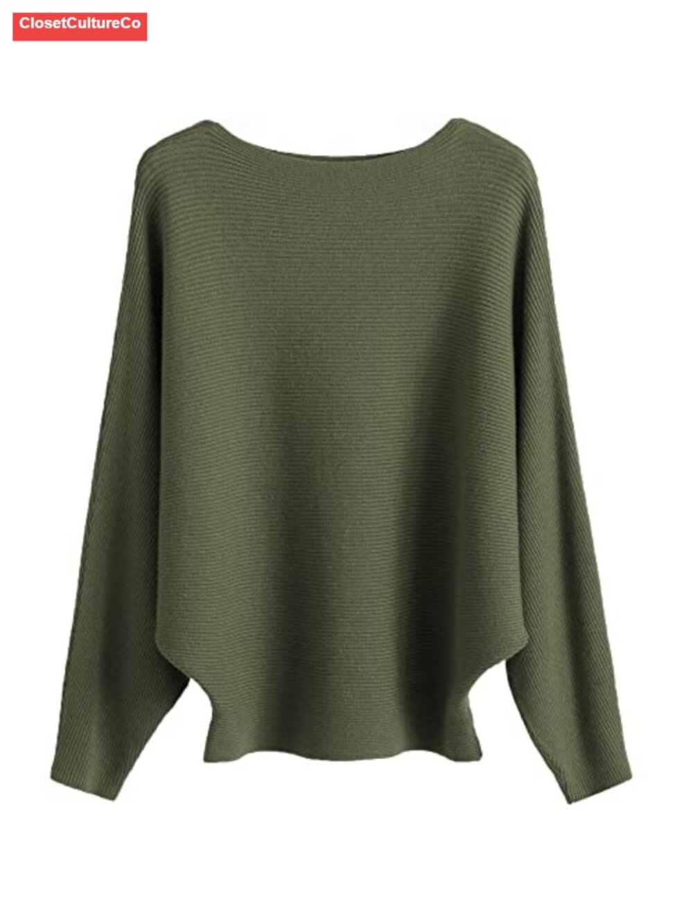 Batwing Knitted Sweater Women Oversized Ribbed Pullover